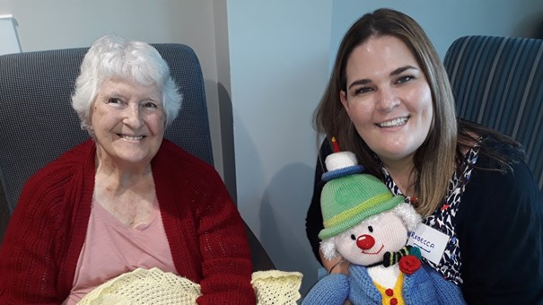 Volunteer and resident at a Selwyn village share their crafts. 